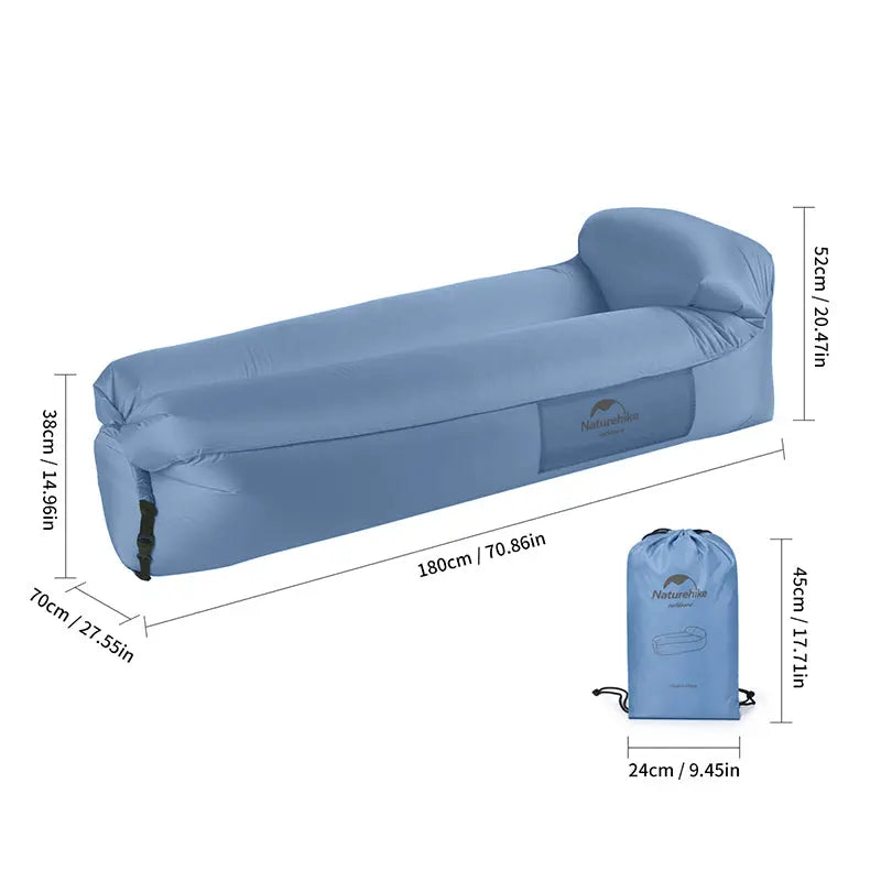 Naturehike Double Pillow Lazy Inflatable Sofa 180x70x52 - Blue