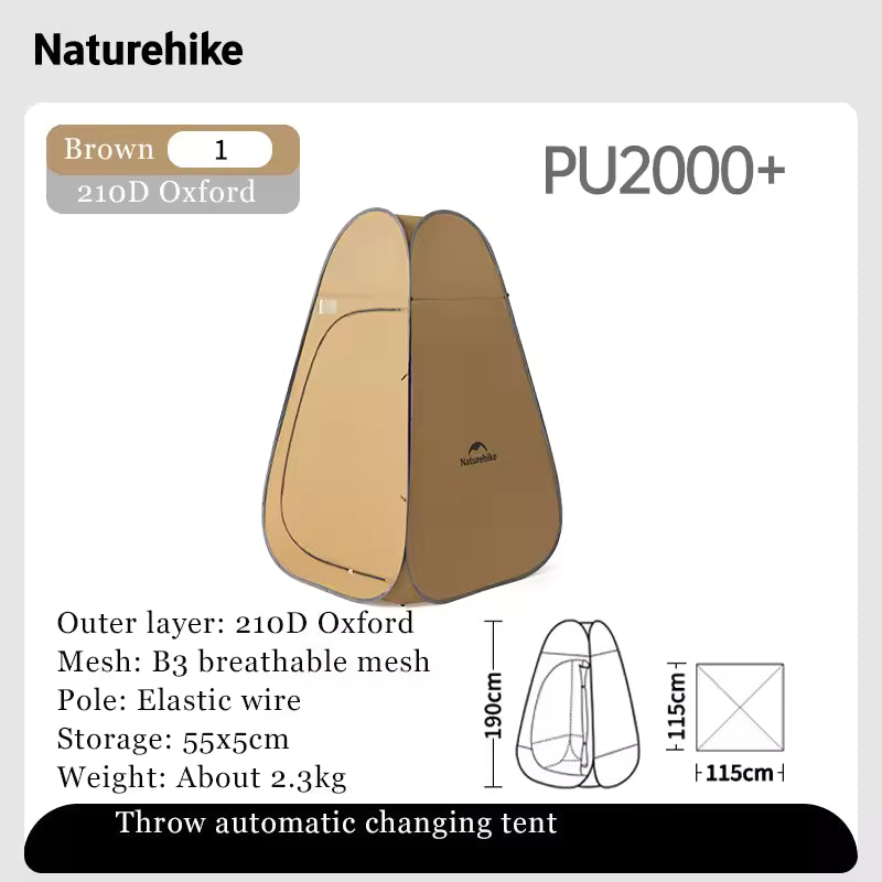 Naturehike Foldable Shower and Changing Tent 115x115x190 - Dark Brown