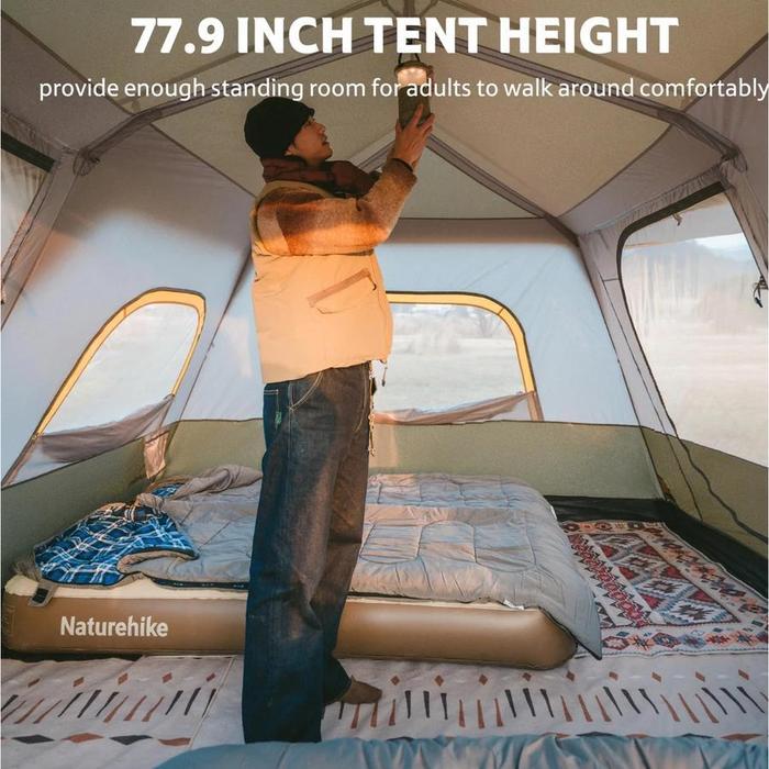 Naturehike Cape Automatic 8 Person Camping Tent - Light Brownish Gray