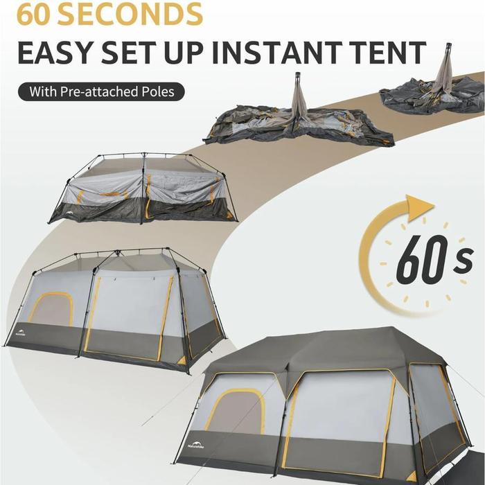 Naturehike Cape Automatic 8 Person Camping Tent - Light Brownish Gray