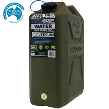 PRO EQUIP - HEAVY DUTY WATER JERRY CAN 22L, 58mm CAP,W/TAP, GREEN OLIVE DRAB