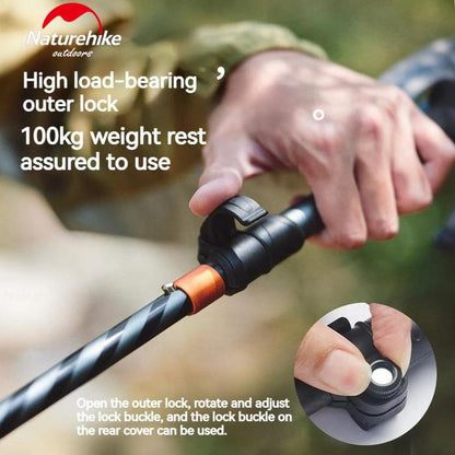 Naturehike Gale UL Carbon And Aluminum Five-Section Adjustable Folding Trekking Pole 115-135cm - Deep Space Gray