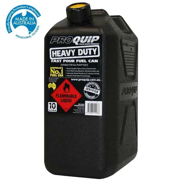 PRO EQUIP - HEAVY DUTY 10L BLACK PLASTIC FUEL CAN