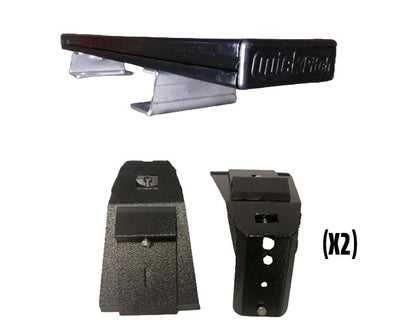 QUICK PITCH | 1450MM LOAD BAR BLACK W/ END CAPS & SS BRACKETS & GUTTER MOUNT FOR LOAD BAR | (X2)