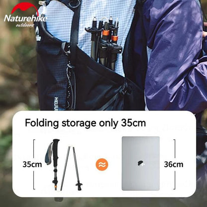 Naturehike Gale UL Carbon And Aluminum Five-Section Adjustable Folding Trekking Pole 115-135cm - Deep Space Gray
