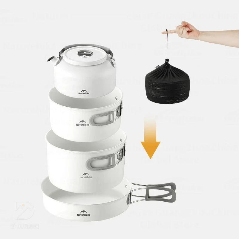 Naturehike Ceramic Non-Stick Pot Set - White (4pcs)