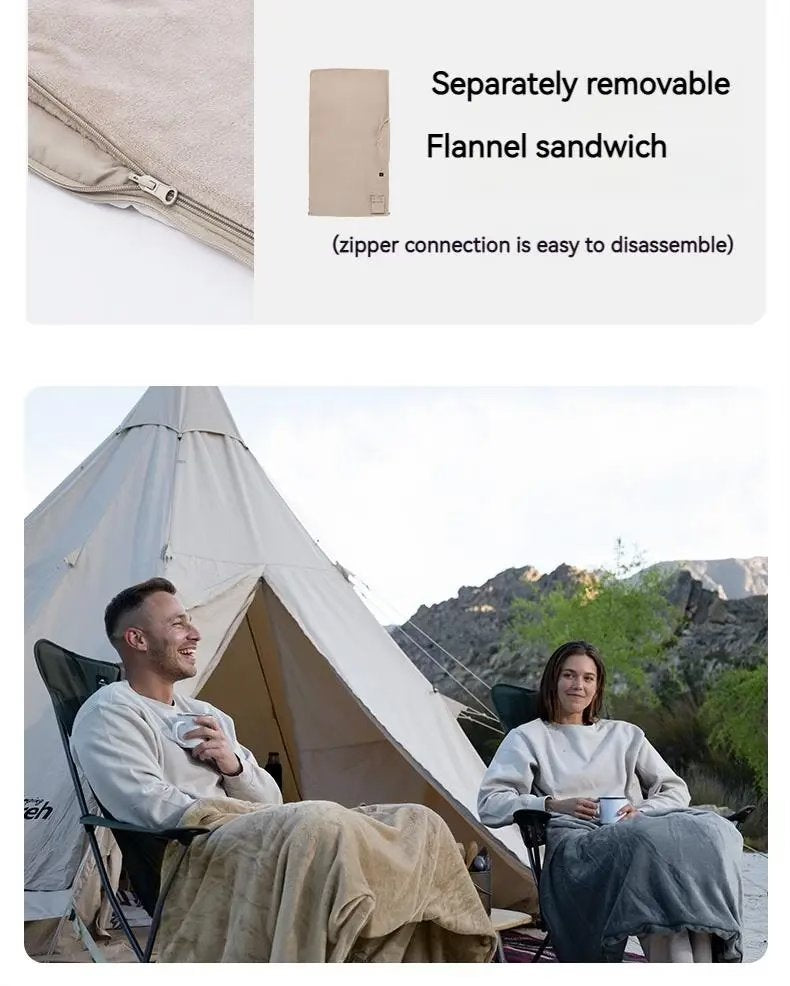 Naturehike RiXuan Envelope Hooded USB-Heating Cotton Sleeping Bag Right Zipper 220x80 - Brown