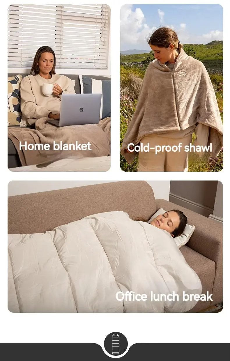Naturehike RiXuan Envelope Hooded USB-Heating Cotton Sleeping Bag Right Zipper 220x80 - Brown