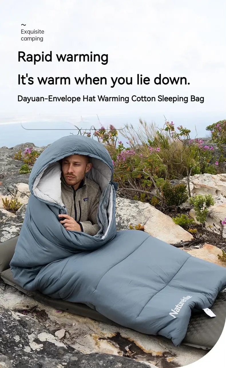 Naturehike RiXuan Envelope Hooded USB-Heating Cotton Sleeping Bag Right Zipper 220x80 - Brown