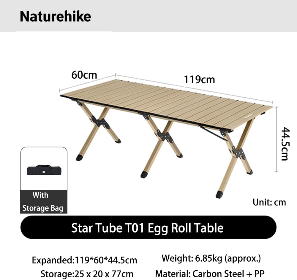 Naturehike Simple Star T01 Egg Roll Table 119x60x44.5 - Khaki