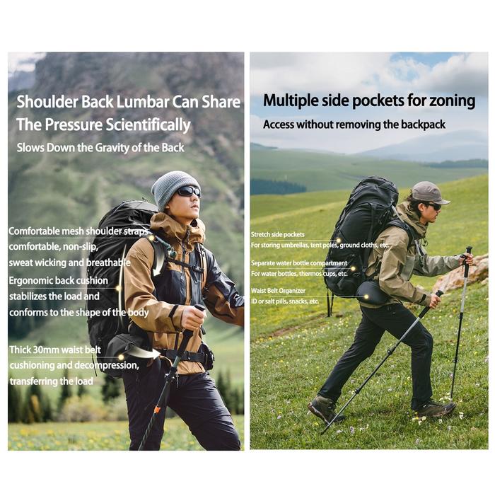 Naturehike Helium Waterproof Hiking Bag 70L - Black