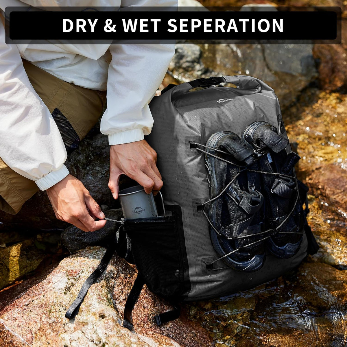 Naturehike Far Mountain Lightweight Shoulder Waterproof Bag - Black (25L) (without shoes)