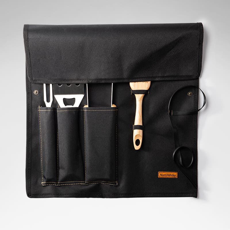 Naturehike Four-piece barbecue tool set - Wood + stainless steel