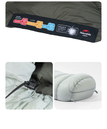 Naturehike (Fireworks) Ultra-light down sleeping Bag (274G) (Large) - Grey