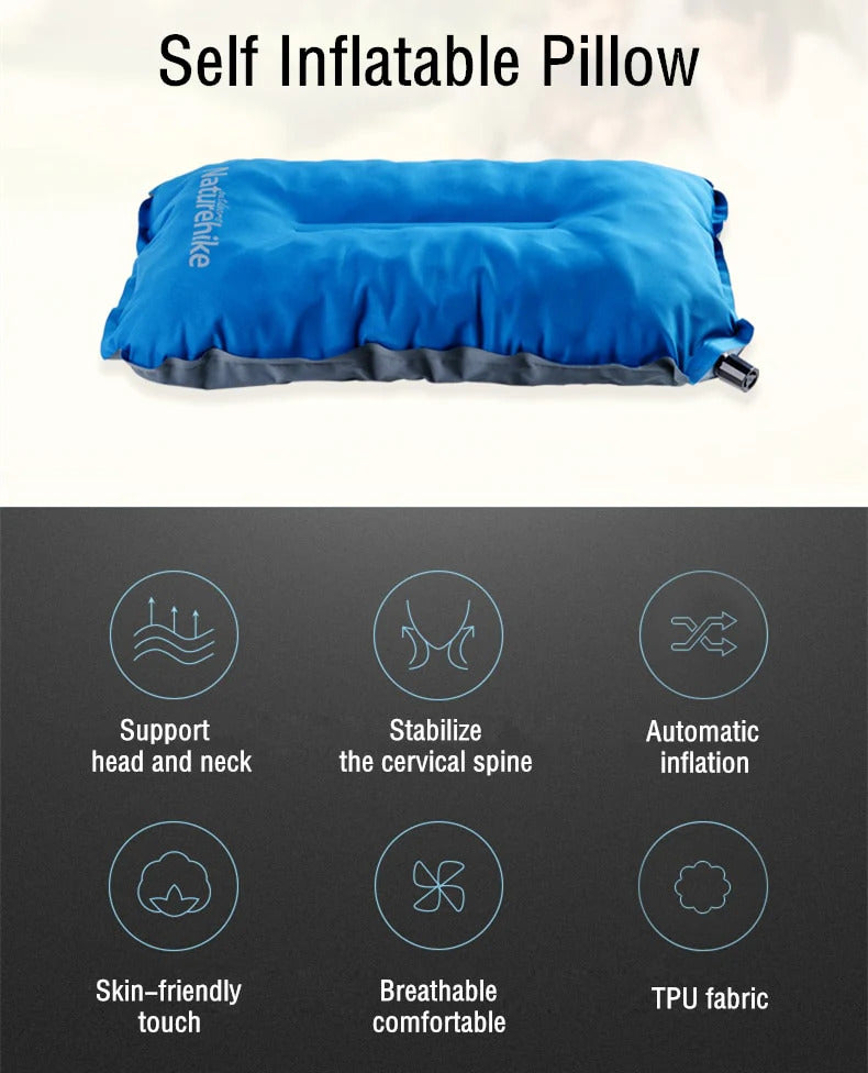 Naturehike Sponge Automatic Inflating Pillow - Blue