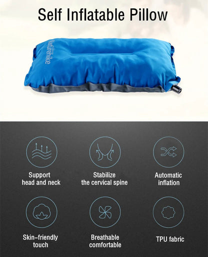 Naturehike Sponge Automatic Inflating Pillow - Blue