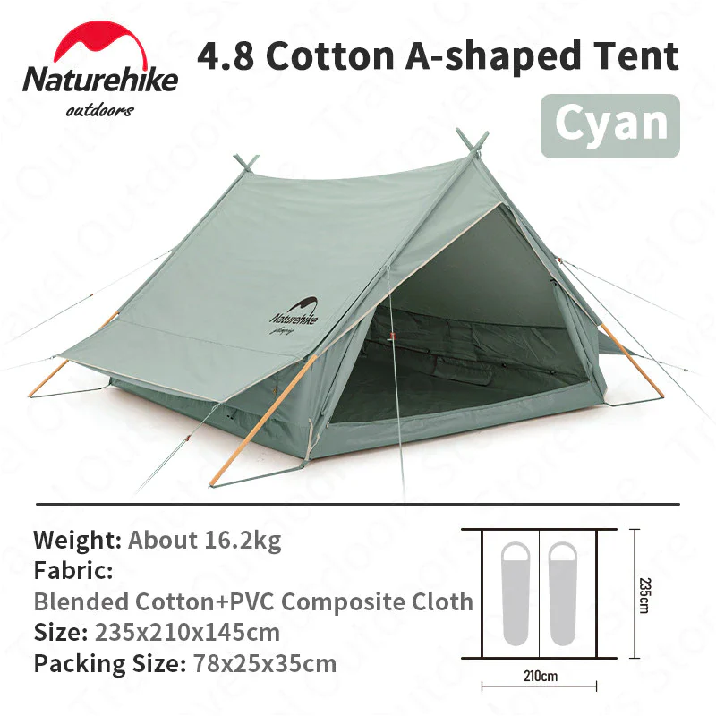 Naturehike Extend 4.8 Cotton Eaves Tower Tent - Green