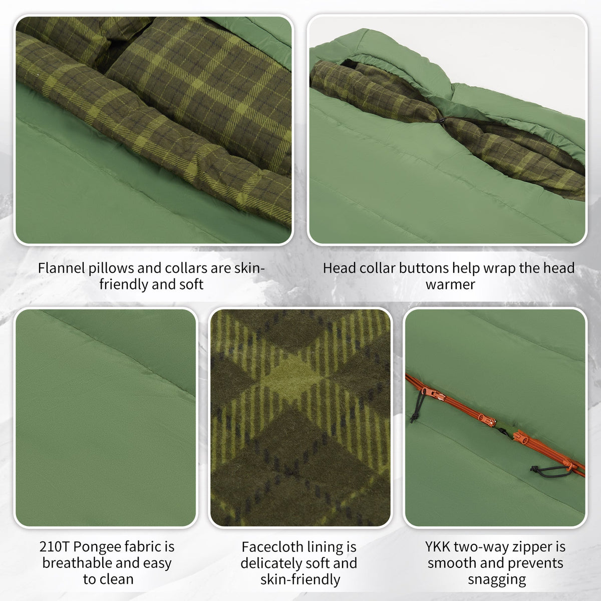 Naturehike Akino Double Sleeping Bag 220x160 - Dill Green