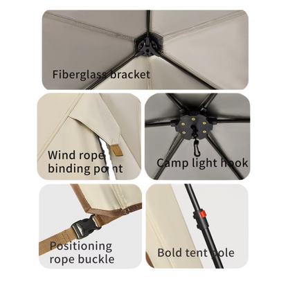 Naturehike Cloud Boundar Quick Opening Canopy 462x400x224 - Hexagonal - Quicksand Gold