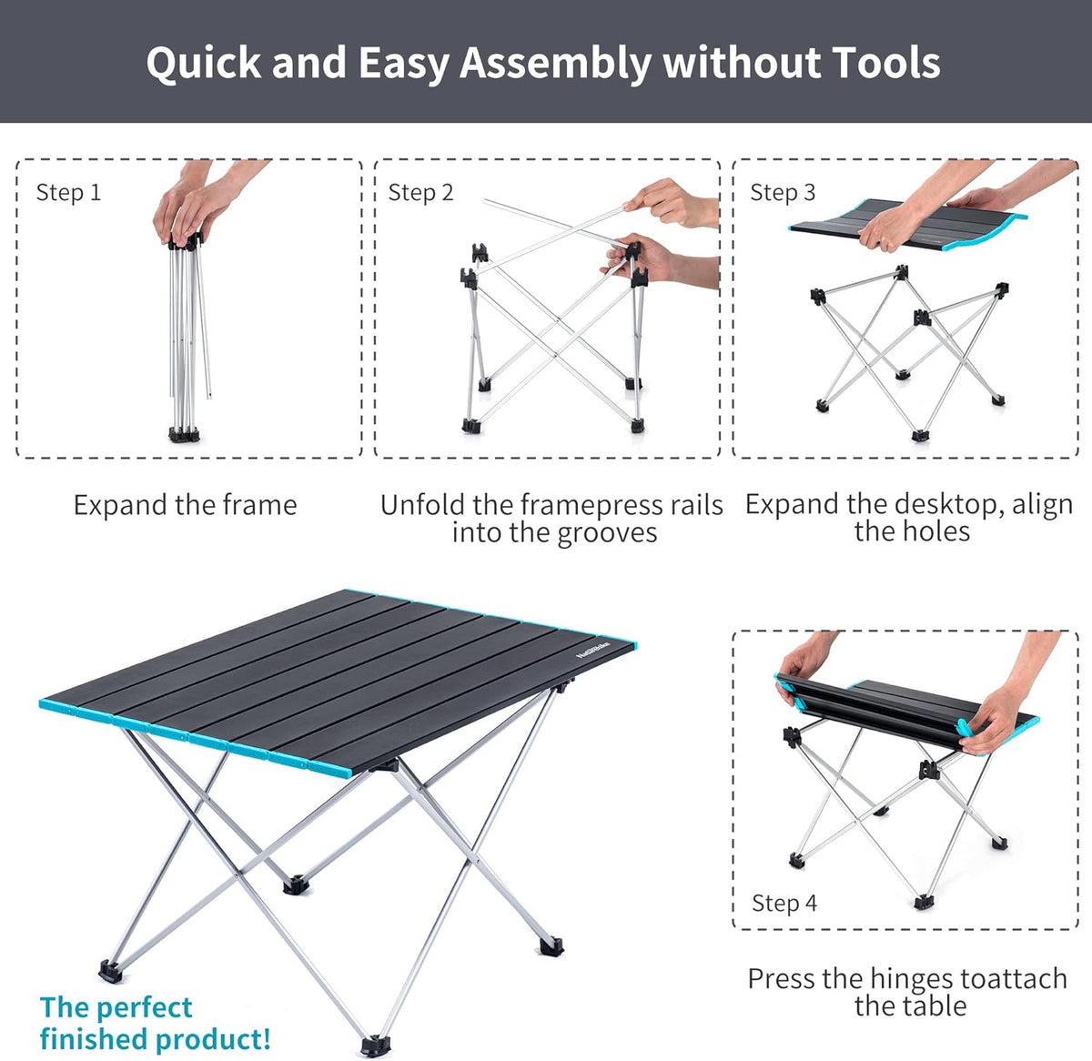 Naturehike FT08 Aluminium alloy folding table (Small) - Rock Black