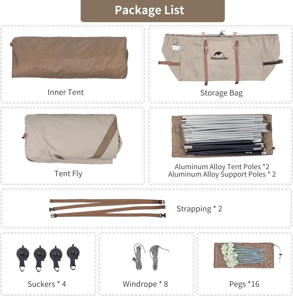 Naturehike Outdoor Car Side Tent Khaki
