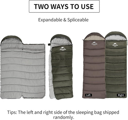 Naturehike U series envelope sleeping Bag with hood U350 - Green