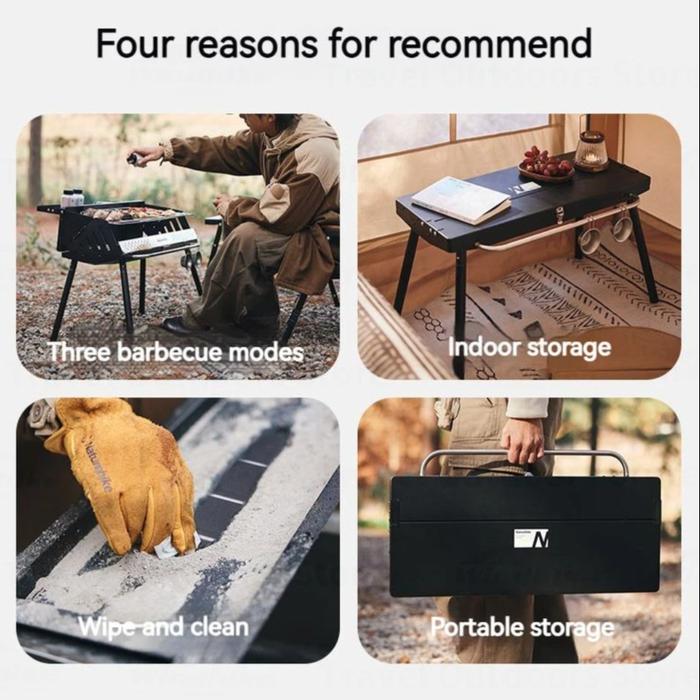 Naturehike Vertical Barbecue Grill 80x48x84 - Black