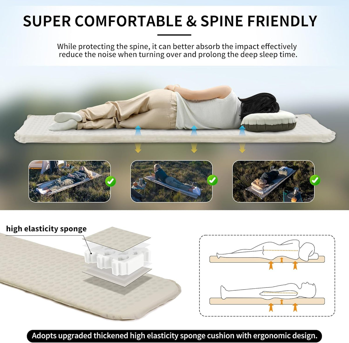 Naturehike Ultralight automatic Inflatable Sleeping Pad - Beige