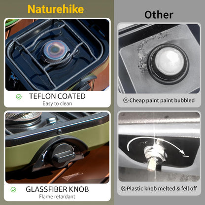 Naturehike Double Burner Folding Gas Stove - Army Green