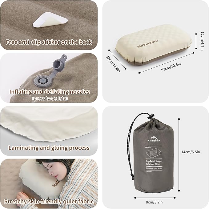 Naturehike 2-in-1 Sponge Pillow - Brown