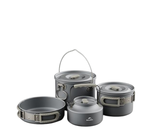 Naturehike Wild Trekking Aluminium Alloy Pot Set - Dark Grey (4pcs)