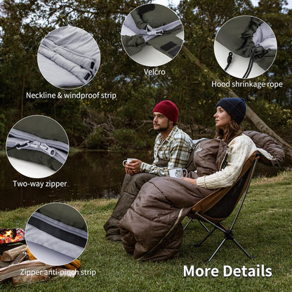 Naturehike U series envelope sleeping Bag with hood U350 - Green