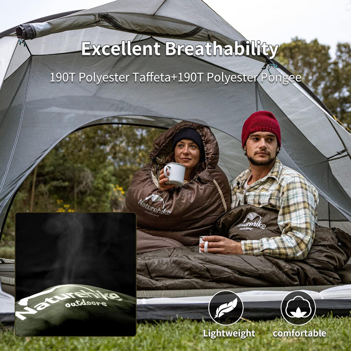 Naturehike U series envelope sleeping Bag with hood U350 - Green