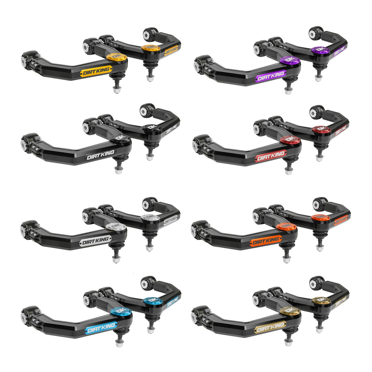 Dirt King Billet Upper Control Arms - black anodize color options