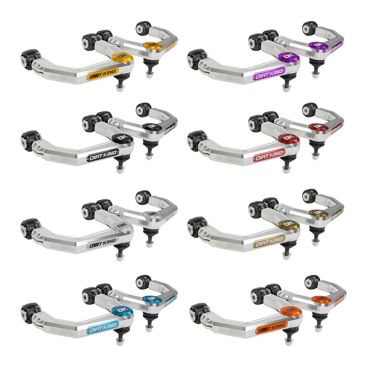 Dirt King Billet Upper Control Arms - clear anodize color options