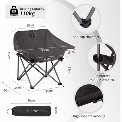 Naturehike Gathering X-Shaped Chair (Armrest Version) - Dark Grey