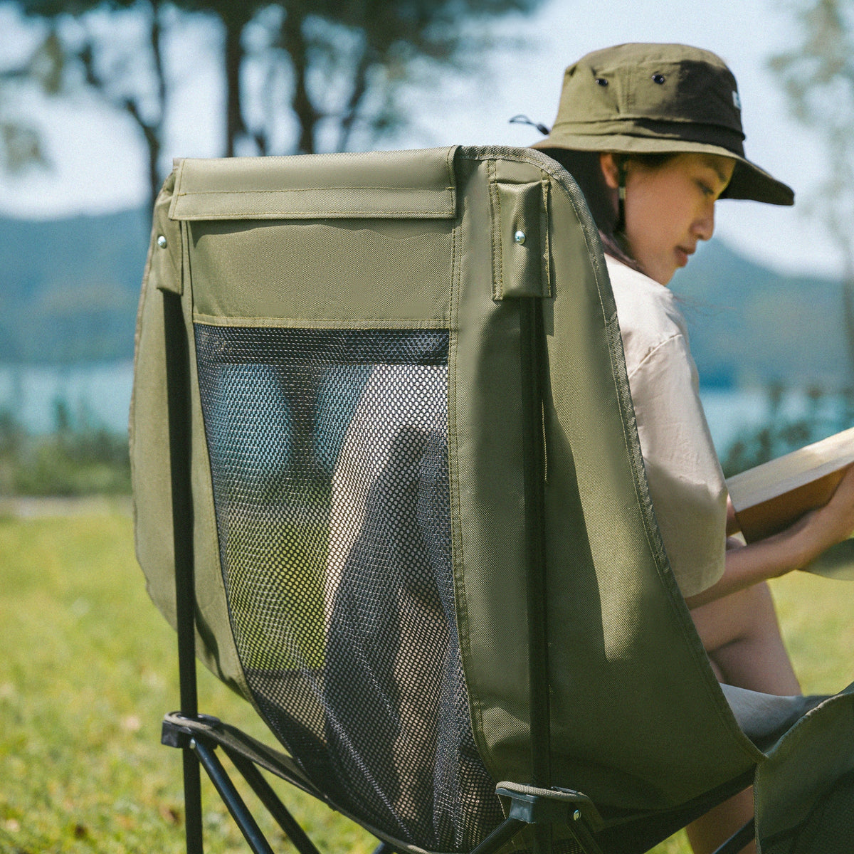 Naturehike Sea Star 002 Push-up High-Back Gauze Moon Chair - Green