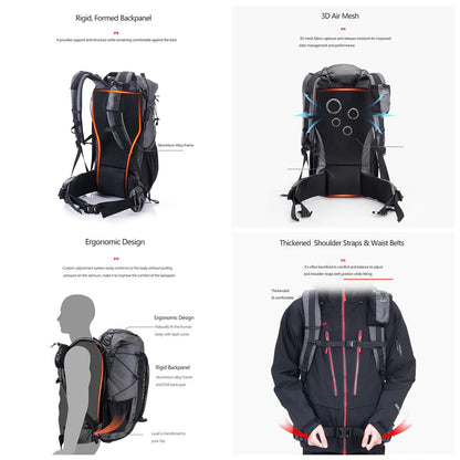 Naturehike Rock 60L+5L hiking backpack 60L+5L - Black