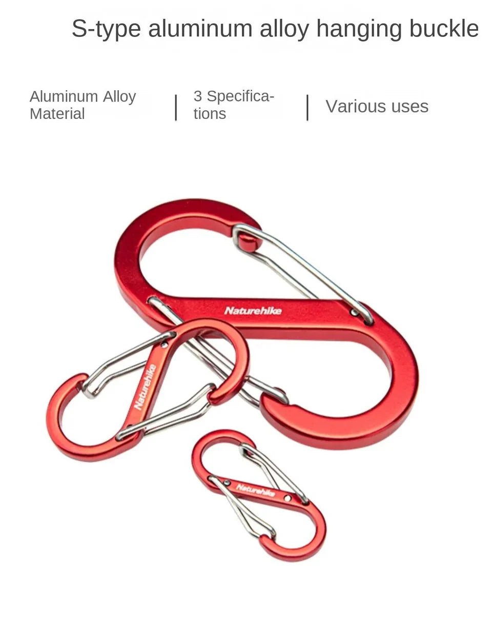 Naturehike S Type Aluminium Alloy Hook 2PCs (Medium) - Red