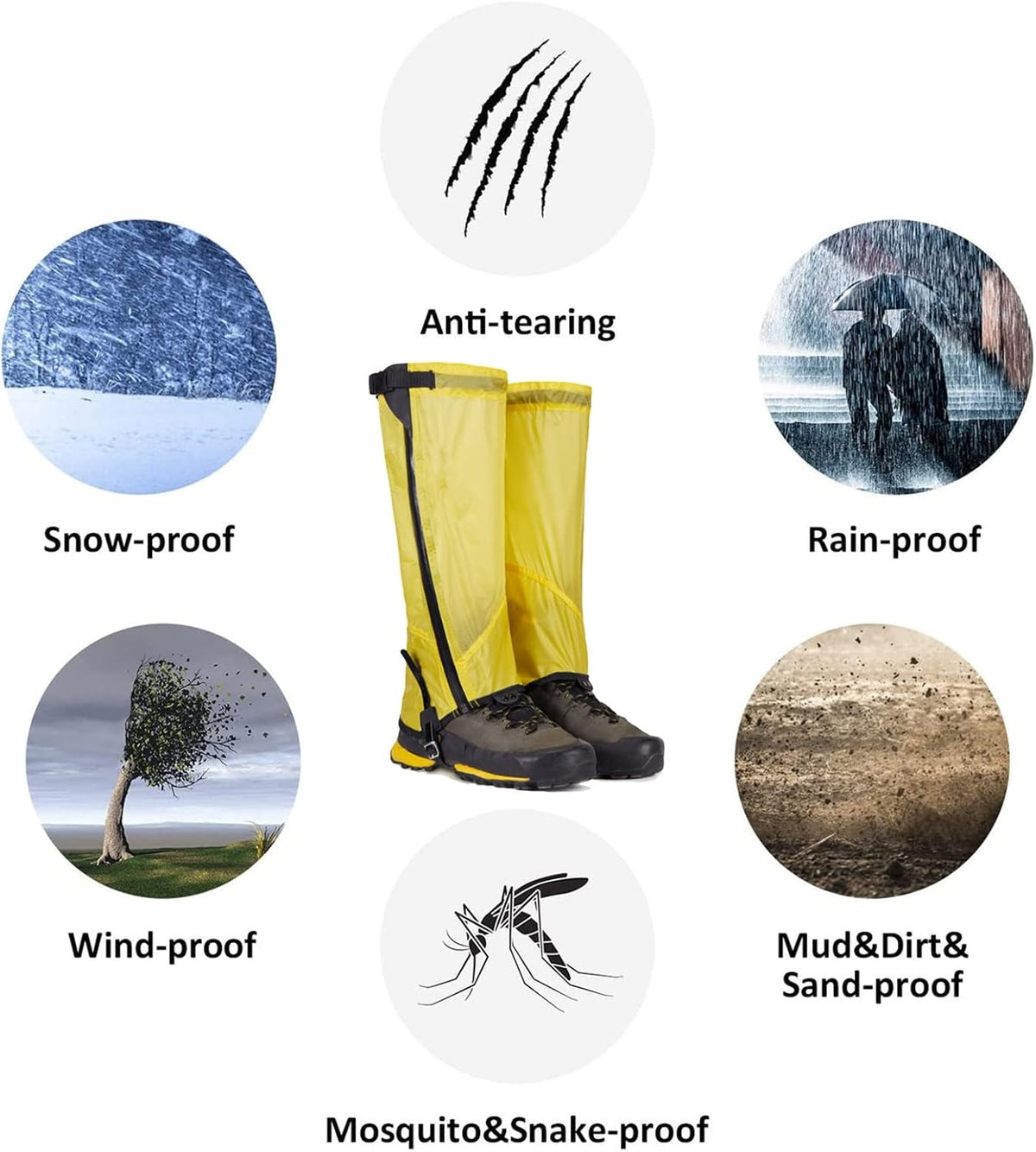 Naturehike Ultralight Nylon Gaiters L (44-46) - Yellow
