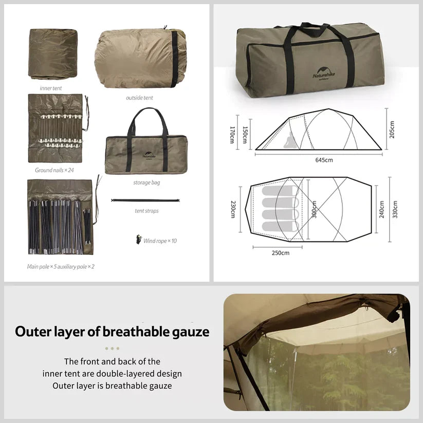 Naturehike Aries B tunnel tent -Khaki