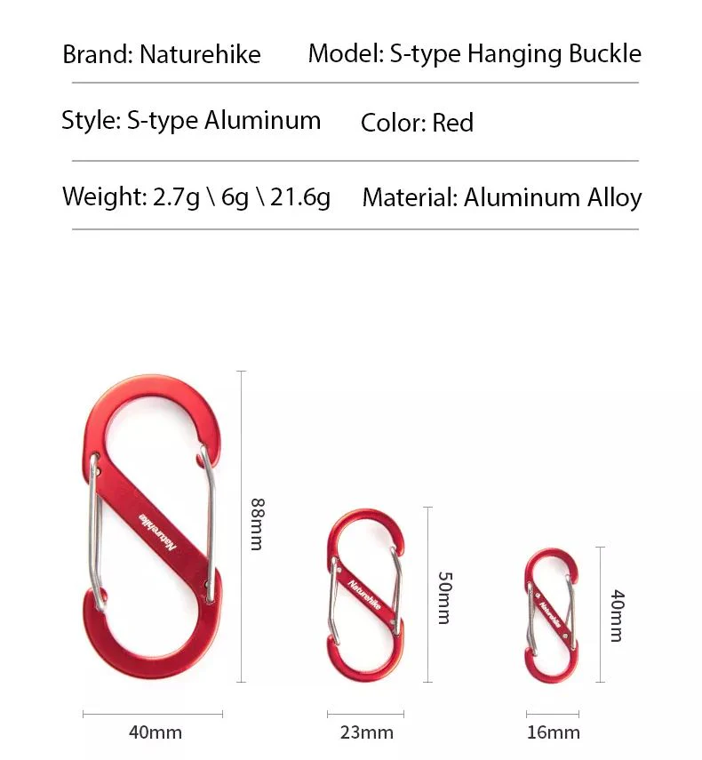 Naturehike S Type Aluminium Alloy Hook 1PC (Large) - Red