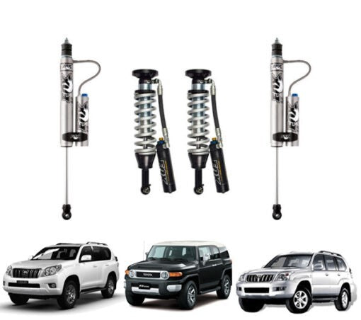 FOX | 0-3″ FRONT 2.5 FACTORY RESI ADJUSTABLE & 2-3″ REAR 2.0 PERFORMANCE RESI ADJUSTABLE SHOCKS KIT | FJ CRUISER 4WD 2007-2022/PRADO 120 4WD 2003-2009/PRADO 150 4WD 2010-2023