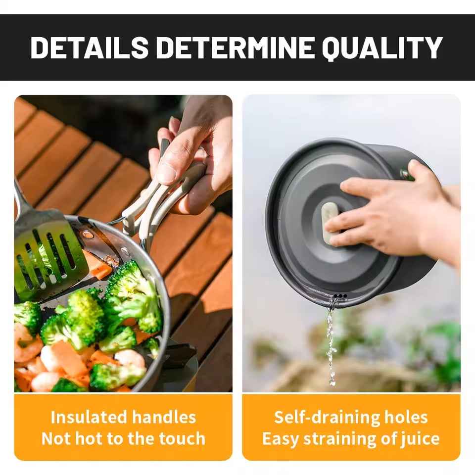 Naturehike Wild Trekking Aluminium Alloy Pot Set - Dark Grey (4pcs)
