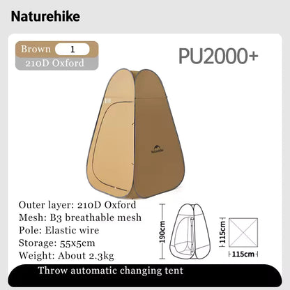 Naturehike Foldable Shower and Changing Tent 115x115x190 - Dark Brown