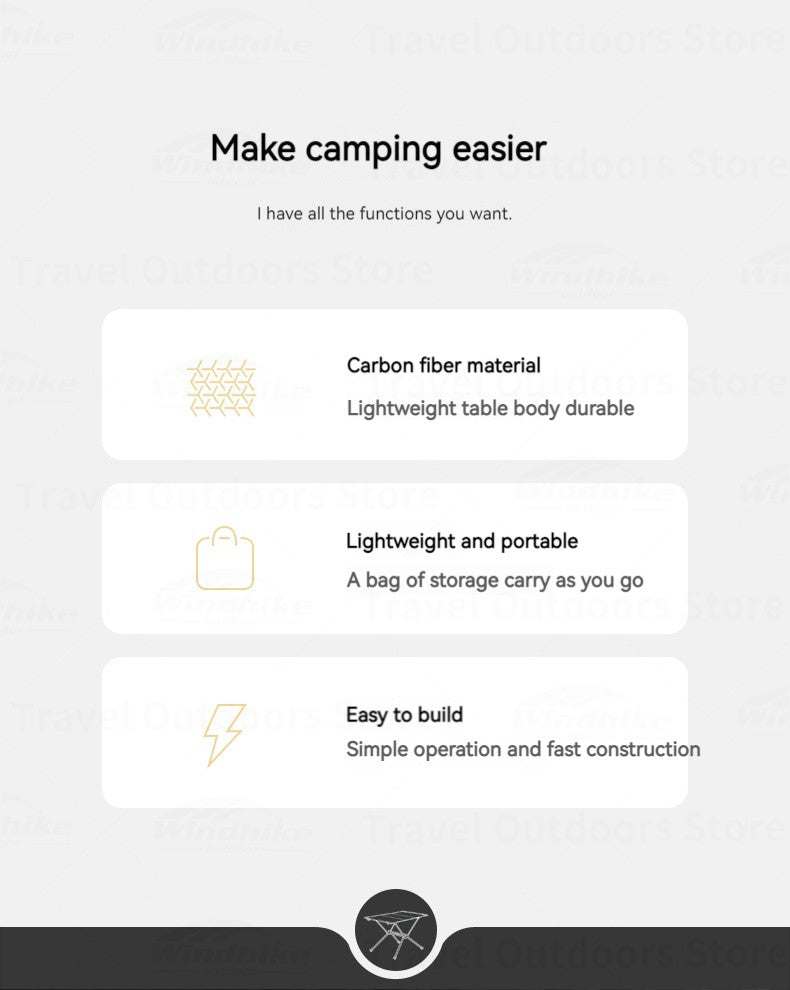 Naturehike FT07 Foldable Camping Table - Carbon Fibre (600g)