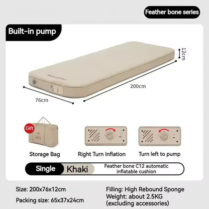 Naturehike Yugu Double Comfort Automatic Inflatable Cushion With Inner Inflatable Pump 200x132x12 - Beige
