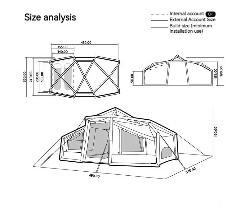 Naturehike Lingfeng Air 12.0 LightWeight Inflatable Tent 450x260x190 - Blue/White