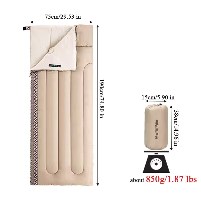 Naturehike Linglong L150 Sleeping Bag Right Zipper 190x75 - Brown