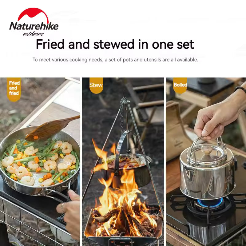 Naturehike 3 in 1 Pot Set - Stainless Steel